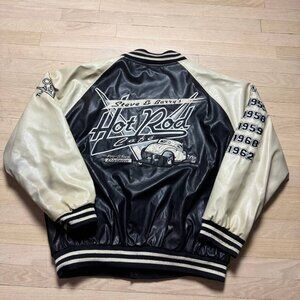 Vintage Steve & Barry's Hot Rod Café Varsity Jacket XL Black
